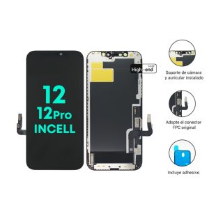 Display iPhone 12 / 12 Pro Incell High End Negro – IC Removible + Colocación + Vidrio Templado