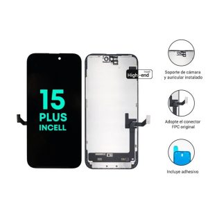 Display iPhone 15 Plus Compatible Incell High-End Negro – Colocación incluida + Vidrio templado de regalo