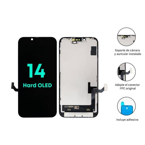 Display iPhone 14 Plus Compatible Hard OLED Negro – IC Removible + Colocación incluida + Vidrio templado de regalo