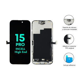 Display iPhone 15 Pro Compatible Incell High-End Negro IC Removible – Colocación incluida + Vidrio templado de regalo