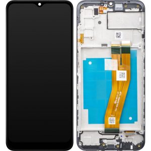Pantalla Samsung A037G/A03s Comp. c/Marco Negro 164mm OLED – Instalación Inc. + Vidrio Templado