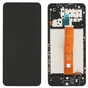 Pantalla Samsung A022/A02/M127/M12 Comp c/Marco Negro – Instalación Inc. + Vidrio Templado