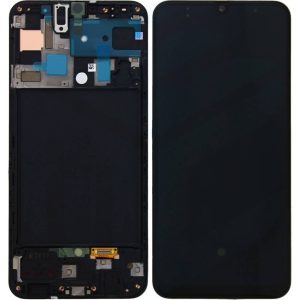 Pantalla Samsung A505/A50 Comp c/Marco Negro (GH82-19204A) - Instalación Inc. + Vidrio Templado