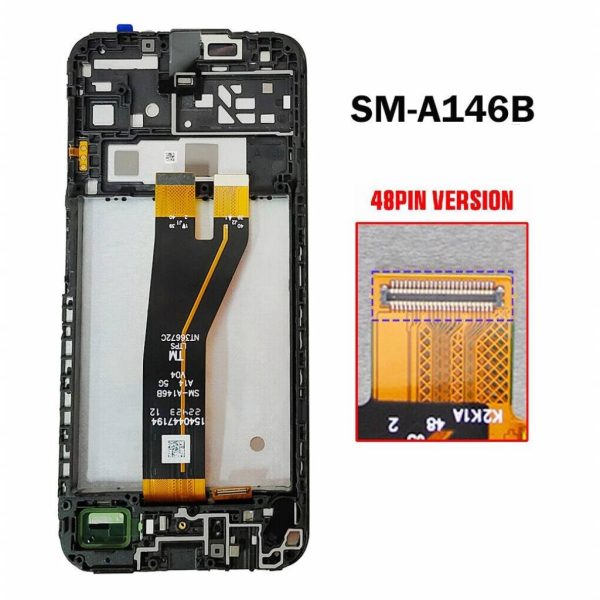 Pantalla Samsung A146B/A146M A14 5G Comp. c/Marco Negro OLED – Instalación Inc. + Vidrio Templado