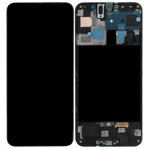 Pantalla Samsung A505/A50 Comp c/Marco Negro (OLED) - Instalación Inc. + Vidrio Templado